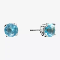 Silver Treasures Cubic Zirconia Sterling Silver 7.1mm Stud Earrings