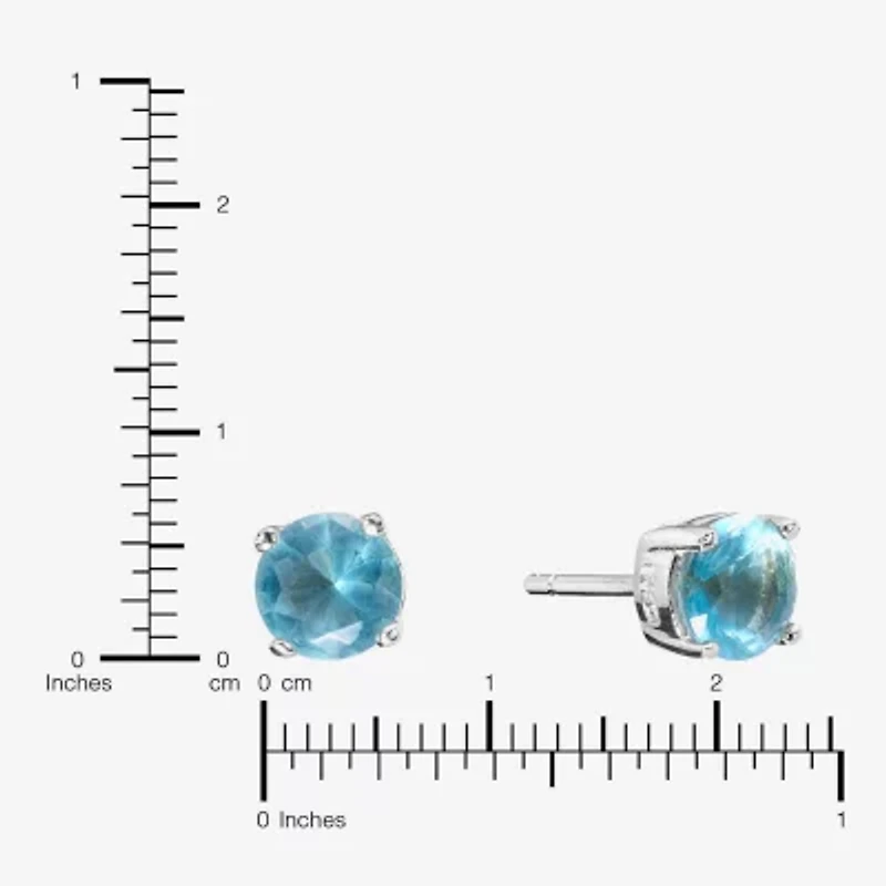 Silver Treasures Cubic Zirconia Sterling Silver 7.1mm Stud Earrings