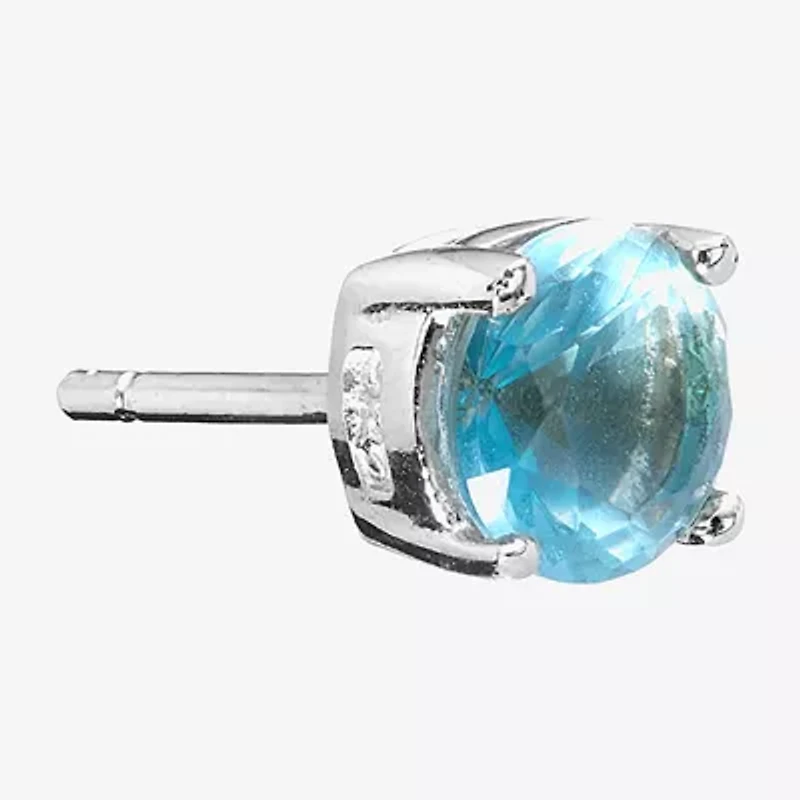 Silver Treasures Cubic Zirconia Sterling Silver 7.1mm Stud Earrings
