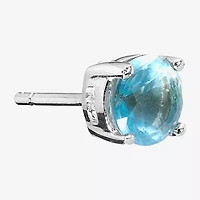Silver Treasures Cubic Zirconia Sterling Silver 7.1mm Stud Earrings