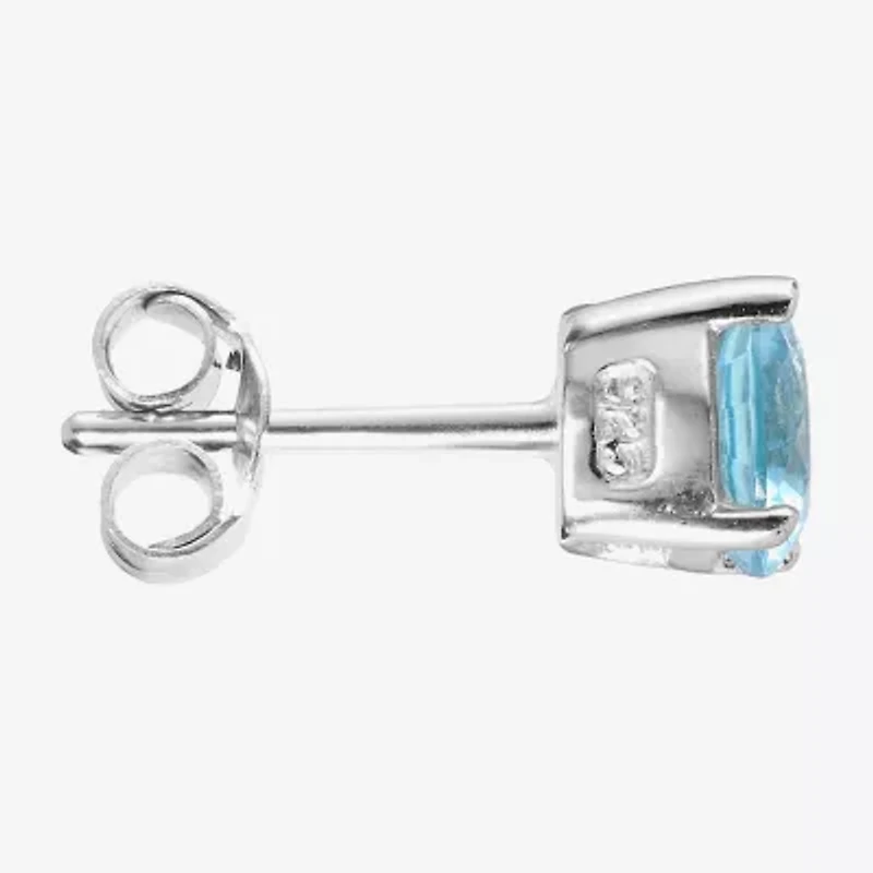 Silver Treasures Cubic Zirconia Sterling Silver 7.1mm Stud Earrings