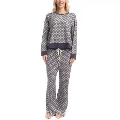 Ocean Pacific Womens Microfleece Crew Neck Long Sleeve 2-pc. Pajama Sets