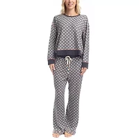 Ocean Pacific Womens Microfleece Crew Neck Long Sleeve 2-pc. Pajama Sets