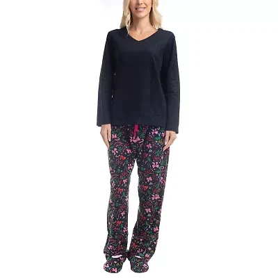 GoodNight Kiss Womens Microfleece V-Neck Long Sleeve 3-pc. Pajama Sets