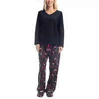 GoodNight Kiss Womens Microfleece V-Neck Long Sleeve 3-pc. Pajama Sets