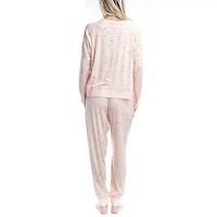 Ocean Pacific Womens V-Neck Long Sleeve 2-pc. Pajama Sets