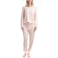 Ocean Pacific Womens V-Neck Long Sleeve 2-pc. Pajama Sets