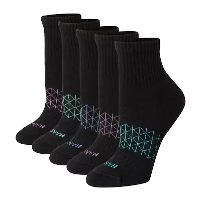 Hanes Absolute Active Heel Tab Womens Breathable 5 Pair Quarter Ankle Socks