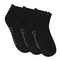 Hanes Supersoft Lettuce Edge Womens Multi-Pack 3 Pair Quarter Ankle Socks