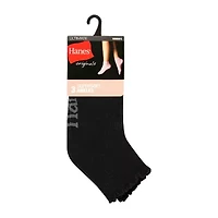 Hanes Supersoft Lettuce Edge Womens Multi-Pack 3 Pair Quarter Ankle Socks