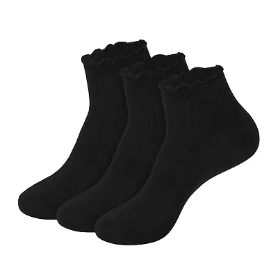 Hanes Supersoft Lettuce Edge Womens Multi-Pack 3 Pair Quarter Ankle Socks
