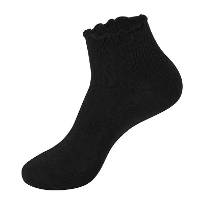 Hanes Supersoft Lettuce Edge Womens Multi-Pack 3 Pair Quarter Ankle Socks