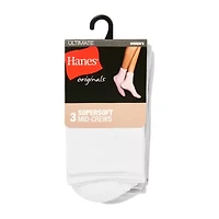 Hanes Supersoft Womens 3 Pair Crew Socks