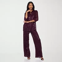 Premier Amour Womens Long Sleeve Sequin Blouse