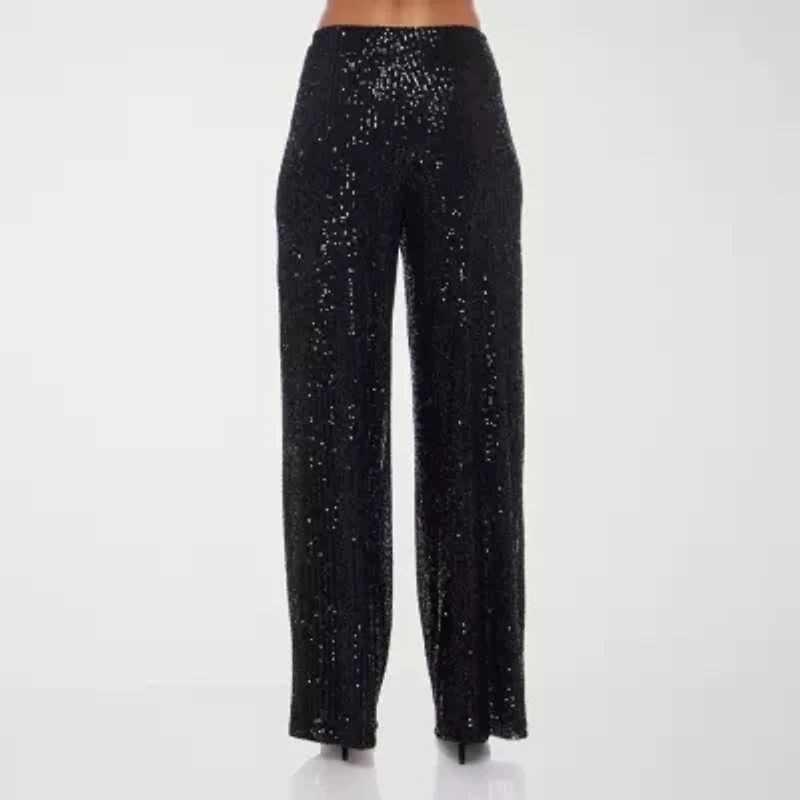 Premier Amour Womens Straight Pull-On Sequin Pant