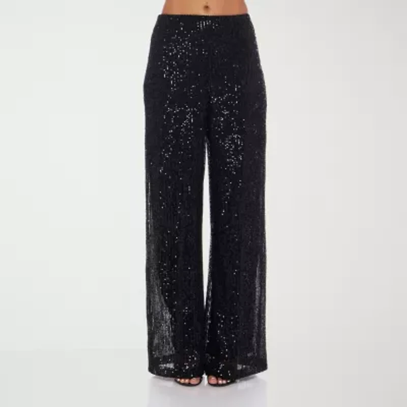 Premier Amour Womens Straight Pull-On Sequin Pant