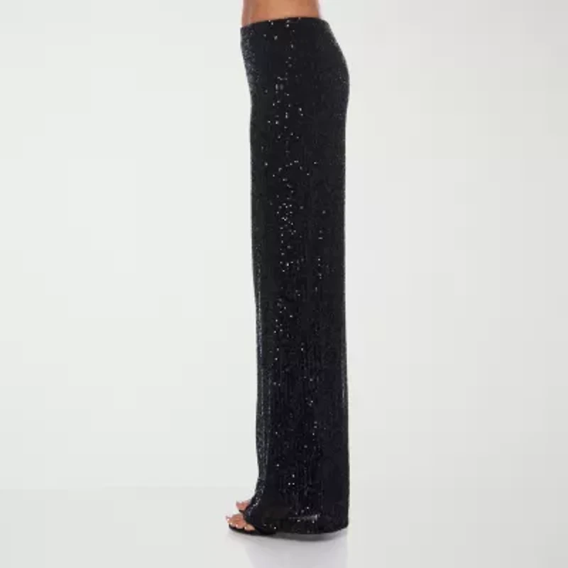 Premier Amour Womens Straight Pull-On Sequin Pant