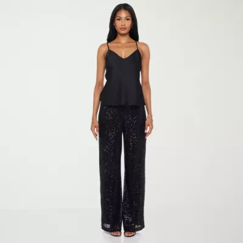 Premier Amour Womens Straight Pull-On Sequin Pant