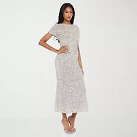 Premier Amour Womens Mid Rise Stretch Fabric Sequin Maxi Skirt