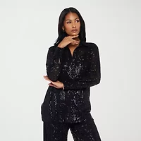 Premier Amour Womens Long Sleeve Sequin Blouse