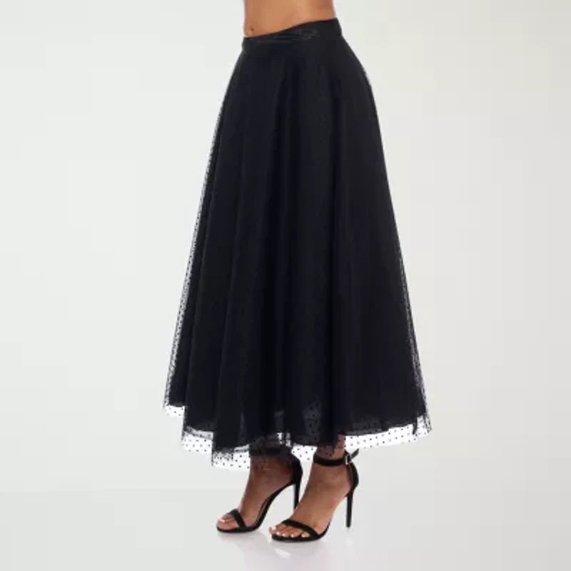Premier Amour Womens Mid Rise Dot Maxi Skirt