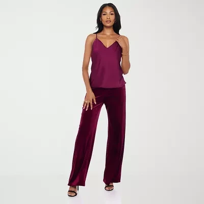 Premier Amour Womens Straight Mid Rise Velvet Pull-On Pant