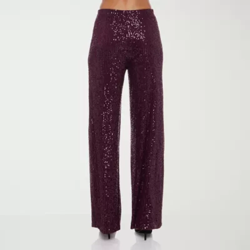 Premier Amour Womens Straight Pull-On Sequin Pant