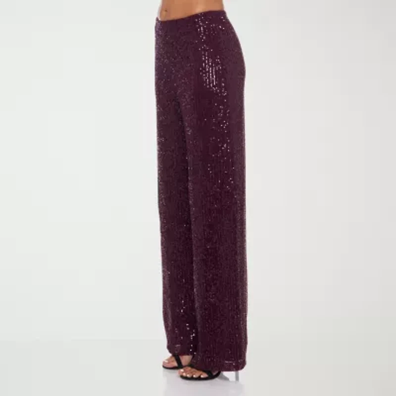 Premier Amour Womens Straight Pull-On Sequin Pant
