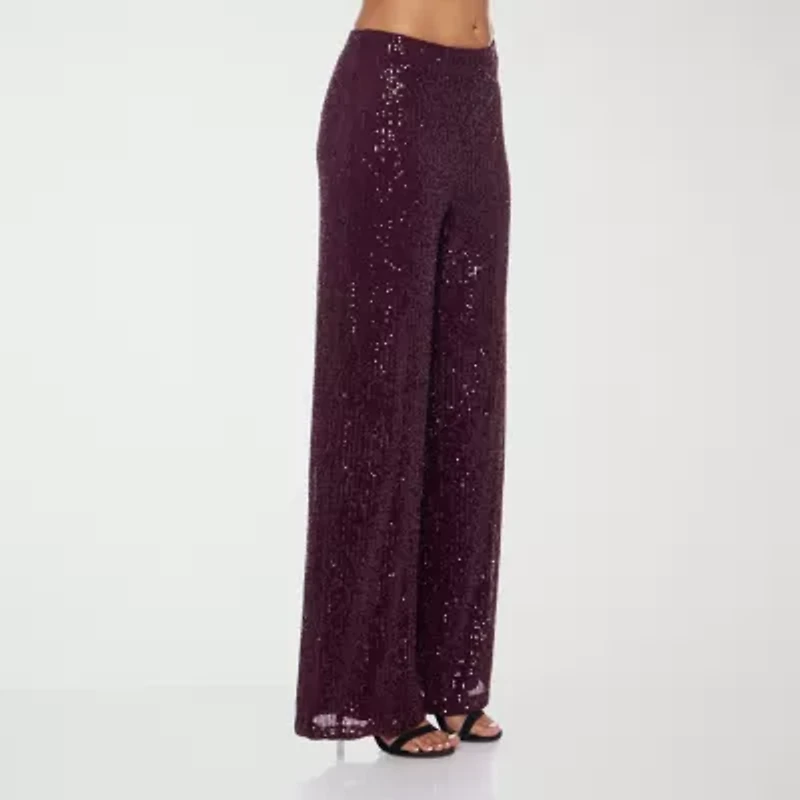 Premier Amour Womens Straight Pull-On Sequin Pant