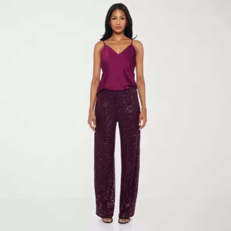 Premier Amour Womens Straight Pull-On Sequin Pant