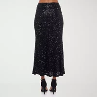 Premier Amour Womens Stretch Fabric Sequin Maxi Skirt