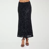 Premier Amour Womens Stretch Fabric Sequin Maxi Skirt