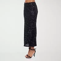 Premier Amour Womens Stretch Fabric Sequin Maxi Skirt