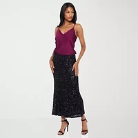 Premier Amour Womens Stretch Fabric Sequin Maxi Skirt