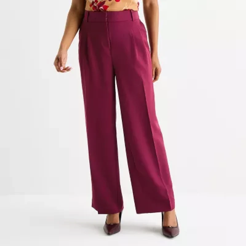 Liz Claiborne Womens Tall Wide Leg Mid Rise Trouser