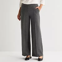 Liz Claiborne Womens Tall Wide Leg Mid Rise Pull-On Pant