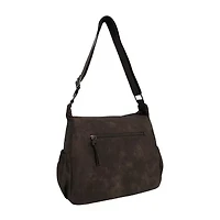 Bueno of California Distress Pebble Washed Double Zip Crossbody Bag