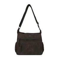 Bueno of California Distress Pebble Washed Double Zip Crossbody Bag