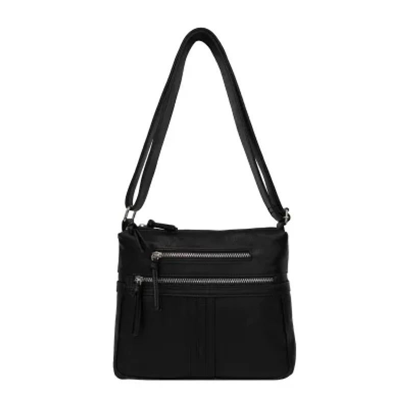Bueno of California Grainy Washed Double Zip Crossbody Bag