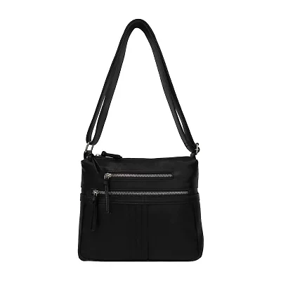 Bueno of California Grainy Washed Double Zip Crossbody Bag