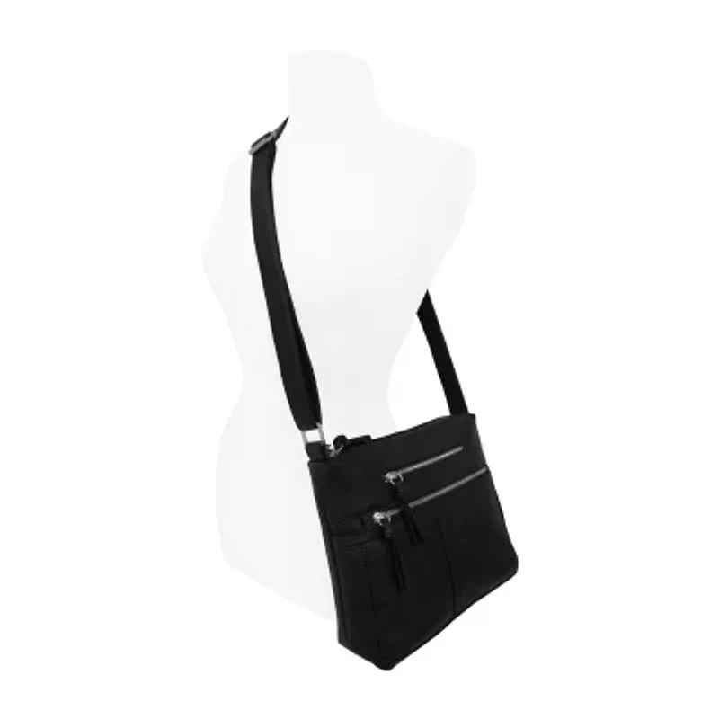 Bueno of California Grainy Washed Double Zip Crossbody Bag