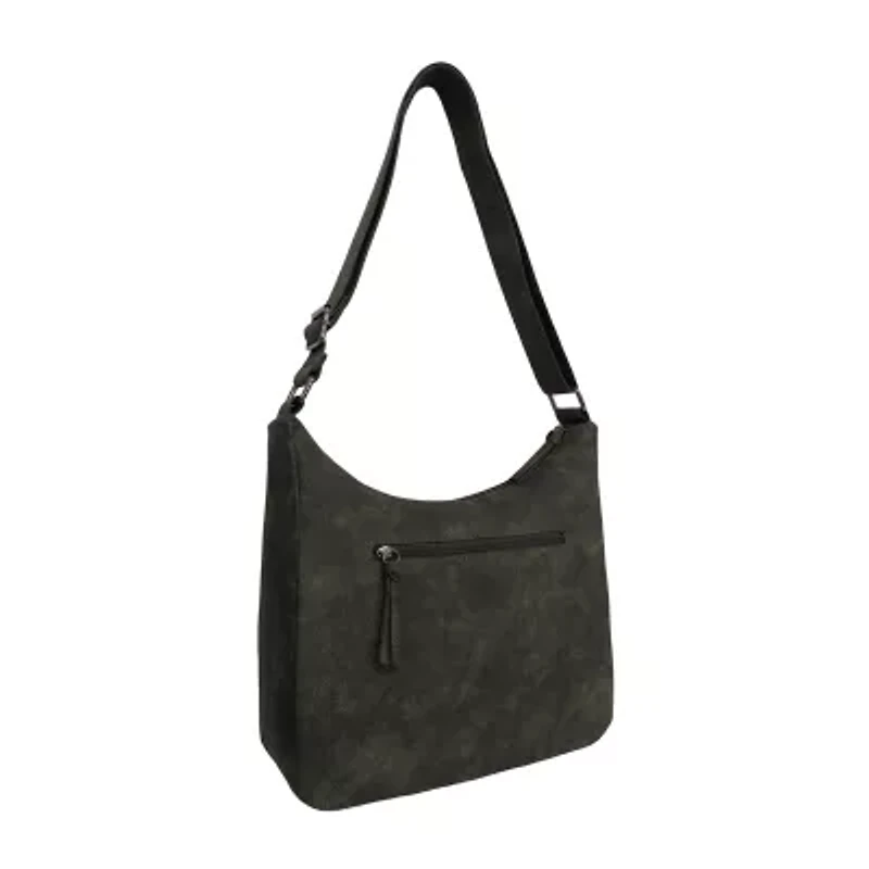 Bueno of California Distress Pebble Washed Double Zip Crossbody Bag