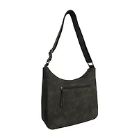 Bueno of California Distress Pebble Washed Double Zip Crossbody Bag