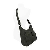 Bueno of California Distress Pebble Washed Double Zip Crossbody Bag