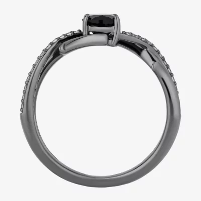 Enchanted Disney Fine Jewelry Maleficent (I,I2) Womens 1/8 CT. T.W. Genuine Black Onyx Sterling Silver Oval Cocktail Ring