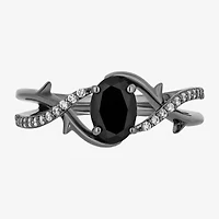 Enchanted Disney Fine Jewelry Maleficent (I,I2) Womens 1/8 CT. T.W. Genuine Black Onyx Sterling Silver Oval Cocktail Ring