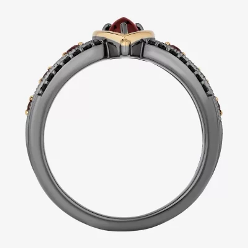 Evil Queen Womens Genuine Red Garnet 14K Gold Over Silver Sterling Snow White Cocktail Ring
