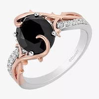 Enchanted Disney Fine Jewelry Maleficent (I,I2) Womens 1/8 CT. T.W. Genuine Black Onyx 14K Rose Gold Over Silver Sterling Oval Cocktail Ring