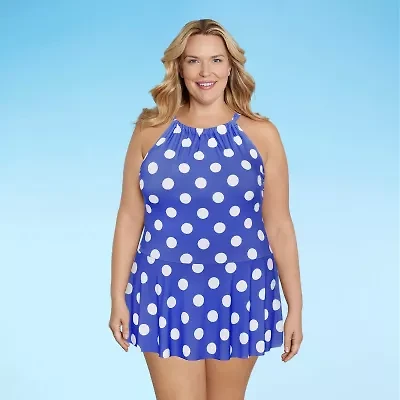 Liz Claiborne Womens Dots Plus Swim Dress