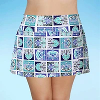 Liz Claiborne Womens Comfort Waistband Patchwork Plus Swim Skirt